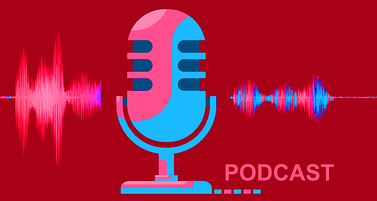 Podcast radio online concept, Studio mic vector icon High contrast with sound wave line curve.